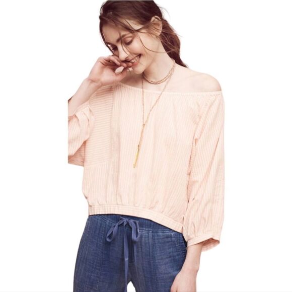 Anthropologie Holding Horses Aria Striped Off-the-Shoulder Top - Picture 1 of 8